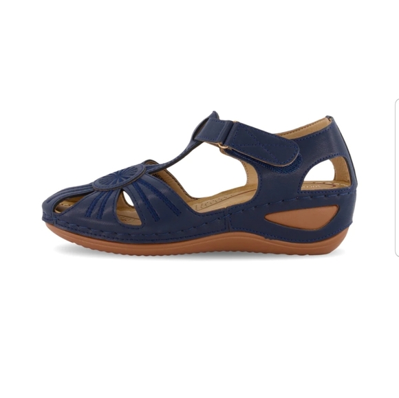 NEW Casual Comfort Blue Wedge Sandals (Size 10) - Picture 3 of 7